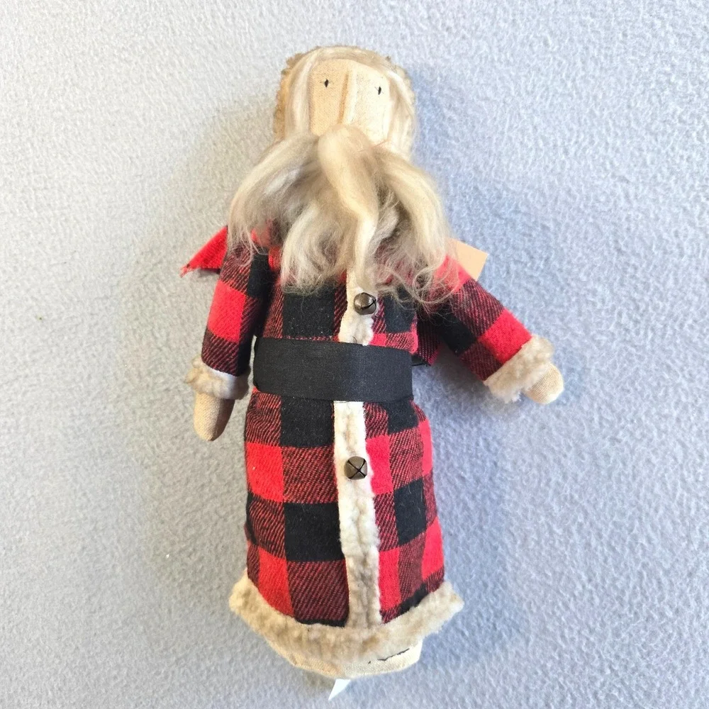 Hearthside Collection Santa Figurine Unisex 10.5in Red Buffalo Plaid Primitive